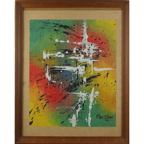 726 - Chun-Shan Li (Zhongsheng Le) 1964 - Abstract composition, acrylic onto paper, mounted and framed, 37... 