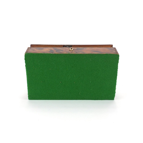 16 - Rectangular inlaid tortoiseshell box with hinged lid, 7.5cm H x 23cm W x 13cm D