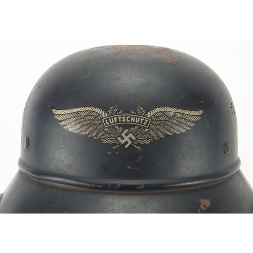 195 - German Military World War II Luftschutz wardens helmet with liner and decal, impressed L.S RL2-32/2 ... 