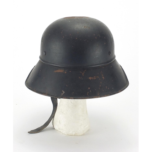 195 - German Military World War II Luftschutz wardens helmet with liner and decal, impressed L.S RL2-32/2 ... 