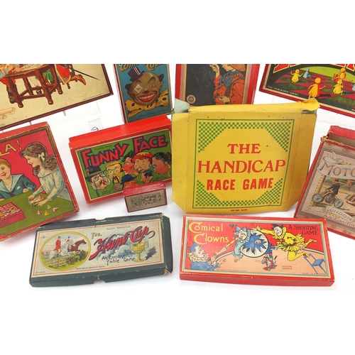 232 - Vintage British games all boxed including The Whiteeyed Coon, The Handicapped Race game, A Ride Thro... 