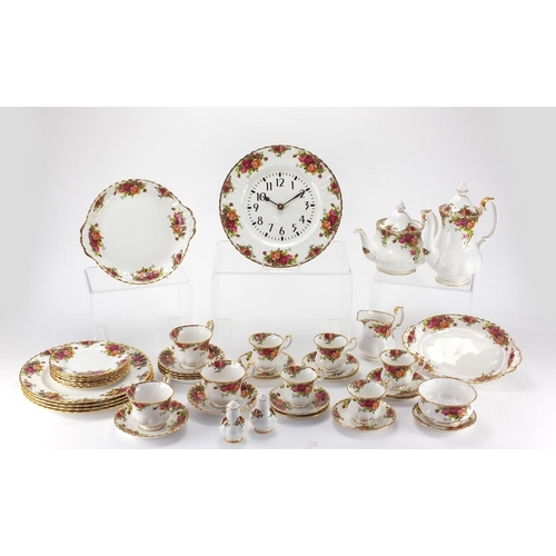 2089 - Royal Albert old country roses tea and dinnerware including  teapot and coffee pot, the largest 23cm... 