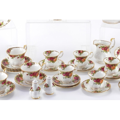 2089 - Royal Albert old country roses tea and dinnerware including  teapot and coffee pot, the largest 23cm... 