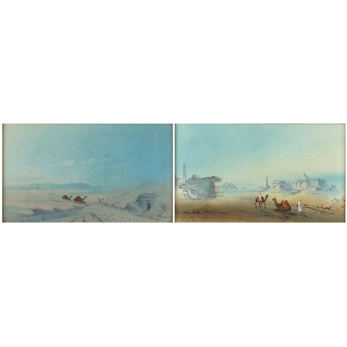 772 - A W Wood 1919 - Egyptian desert landscapes, pair of heightened watercolours, mounted and framed, eac... 
