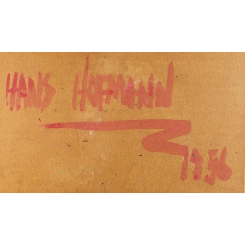 2118 - Abstract composition, oil onto board, bearing an indistinct signature and inscribed Hans Hofmann 195... 