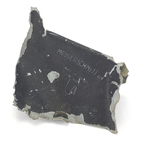 197 - Military interest Messerschmitt cross wing fragment, 20cm wide