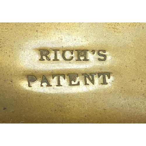 22 - Early 19th century Rich's patent brass honesty tobacco dispensing box on ball feet, stamped Rich's p... 