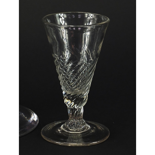 474 - Large Antique ale glass with twisted stem and two smaller antique twisted glasses, the largest 31cm ... 