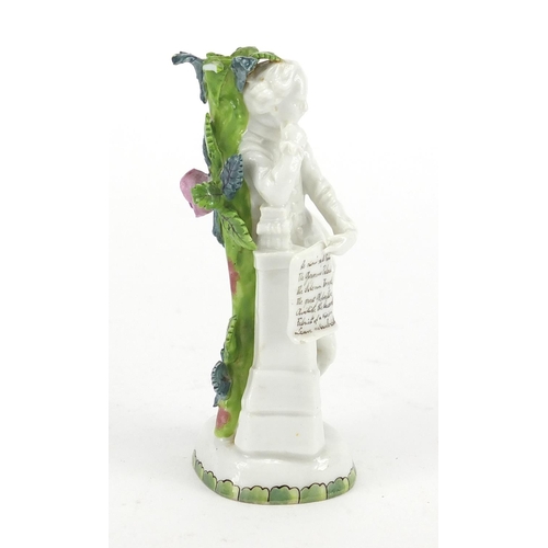 447 - Continental hand painted porcelain scent bottle of Shakespeare, 9cm high
