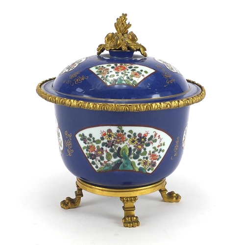 441 - 19th century Samson porcelain pot and cover with gilt metal mounts, hand painted in the Chinese mann... 