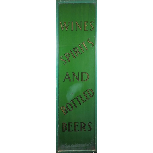 53 - Vintade Wines, Spirits and Bottled Beers glass sign, 180cm x 49cm