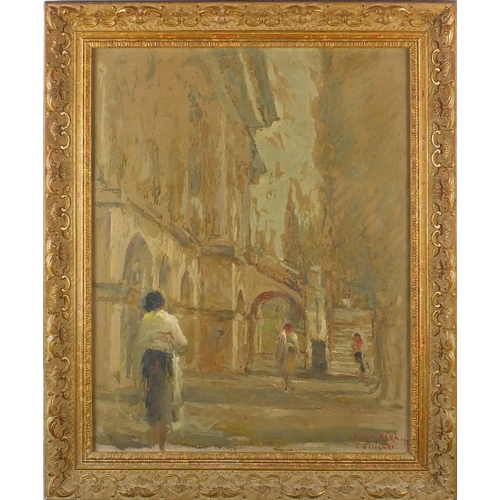 756 - Feligari - Villa Alba, Spanish school oil onto canvas, H S Portch label verso, framed, 43.5cm x 33.5... 