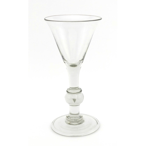 475 - Large goblet with bubble stem and folded foot, 23.5cm high