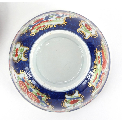 444 - 19th century Worcester Flight Barr Japan pattern porcelain tea bowl and saucer, hand painted with fl... 