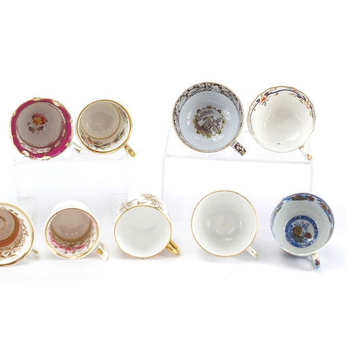 462 - 19th century porcelain cups some hand painted including Spode, Minton and H & R Daniel, various patt... 