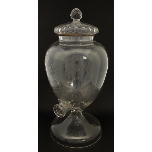 49 - 19th century John Walker & Sons engraved glass bar dispenser, engraved 'Old Highland Whiskey Gold Me... 