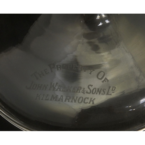 49 - 19th century John Walker & Sons engraved glass bar dispenser, engraved 'Old Highland Whiskey Gold Me... 