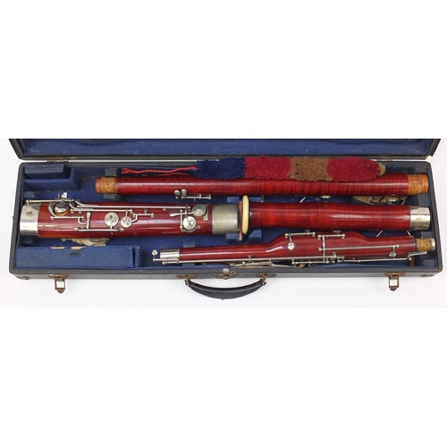 39 - Czechoslovakian bassoon by V Kohlert & Sons, with ivory mounts and fitted case