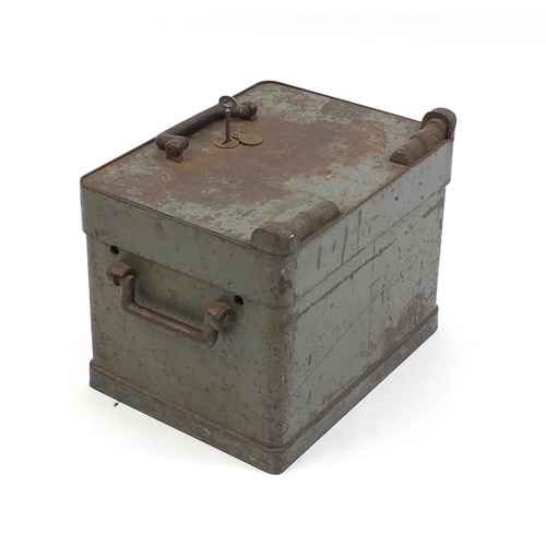 191 - British Military World War II Air Ministry Barracks safe No.1394, with carrying handles, 31cm H x 39... 