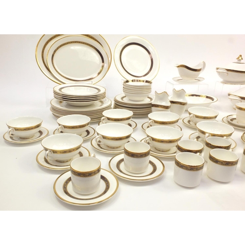 2069 - Royal Doulton Harlow tea and dinnerware including four lidded tureens, meat plates, coffee pot, teap... 