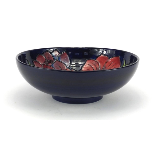 2108 - Moorcroft anemone patterned bowl hand painted and tube lined with flowers, 26cm in diameter