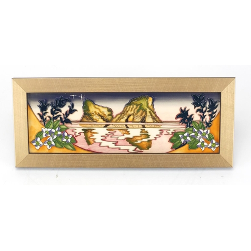 2103 - Moorcroft farewell beech pattern wall plaque, with box, dated 2012, designed by Vicky Lovatt, framed... 