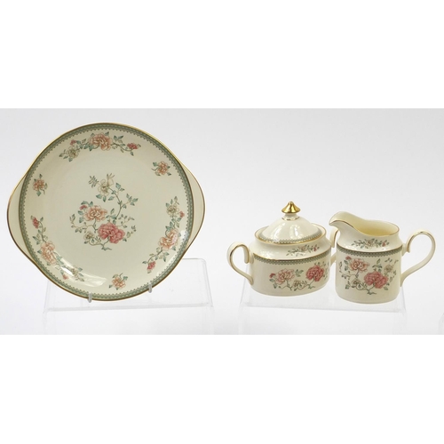 2079 - Minton Jasmine teaware including teapot, lidded sugar bowl, jug, trio's and sandwich plate, the teap... 