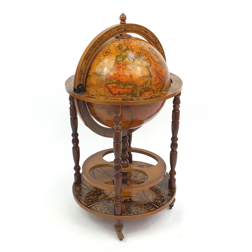 2048 - Globe drinks trolley, the top opening to reveal the storage space 95cm high