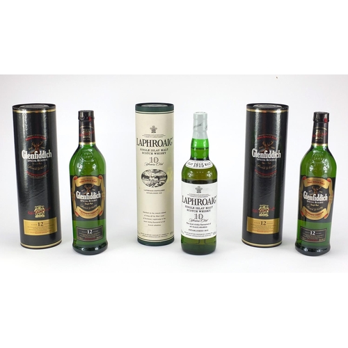 2099 - Three bottles of whisky, all boxed, two Glenfiddich and Laphroig