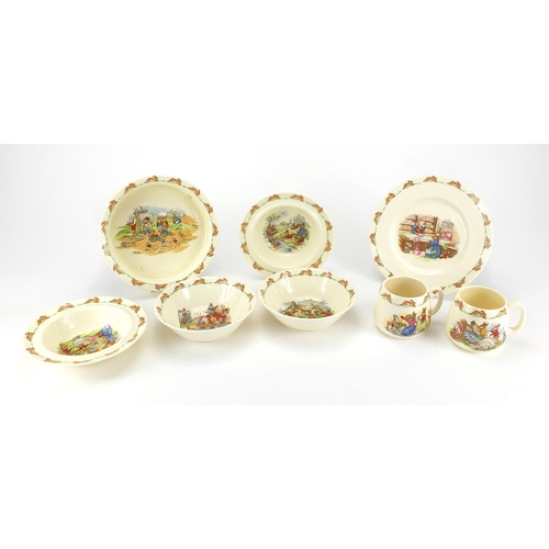 156 - Royal Doulton Bunnykins baby plates, bowls and cups