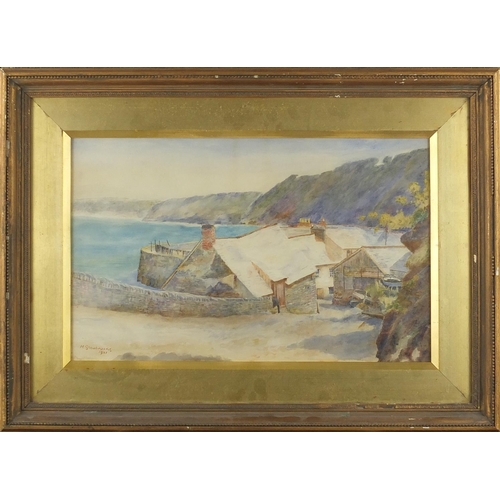 147 - H. Shewbrooks - Watercolour, titled Turnpike Road, Clovelly? mounted and framed, 38cm x 24cm