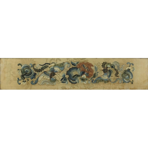 214 - Three Oriental Chinese silk embroideries, approximately 60cm length