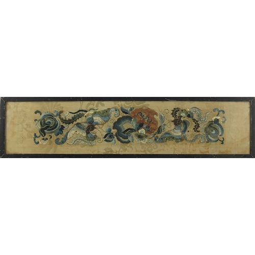 214 - Three Oriental Chinese silk embroideries, approximately 60cm length