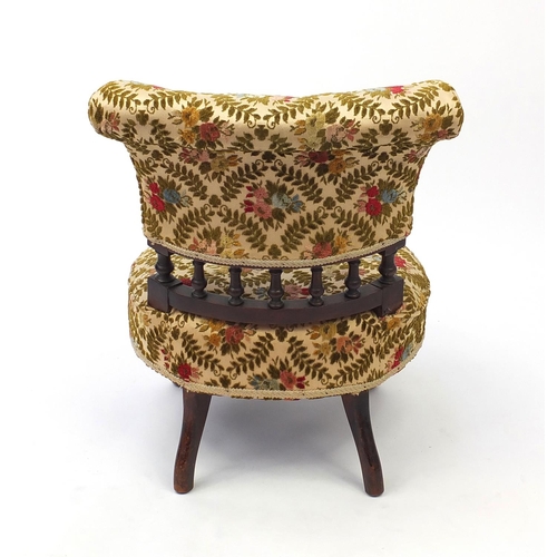 41 - Victorian mahogany framed bedroom chair with floral upholstery, 65cm high