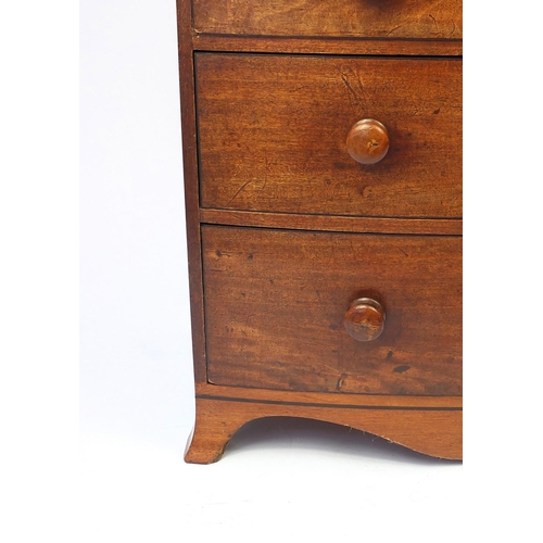 1 - Victorian mahogany bow front chest, fitted with two short above three long graduated drawers, 105cm ... 