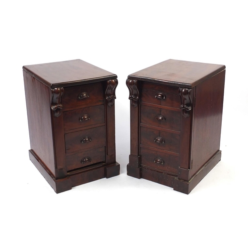 22 - Two Victorian mahogany four drawer pedestals, one fitted with four drawers the other with dummy draw... 