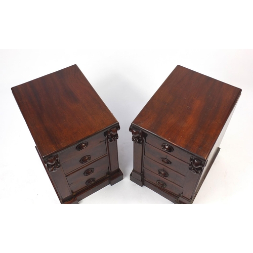 22 - Two Victorian mahogany four drawer pedestals, one fitted with four drawers the other with dummy draw... 