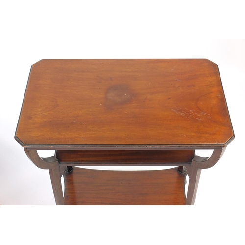 104 - Rectangular mahogany occasional table and a teak plant stand