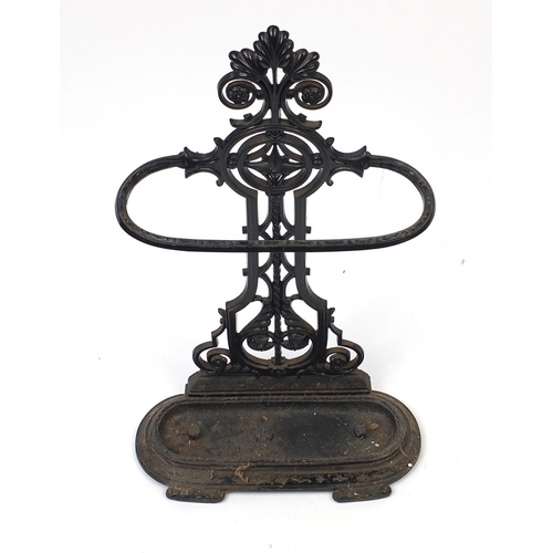 42 - Black painted cast iron stick stand, 75cm high