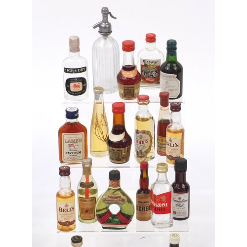 194 - Collection of alcohol miniatures including Dimple Whisky, Harp Lager, Bells Whisky etc