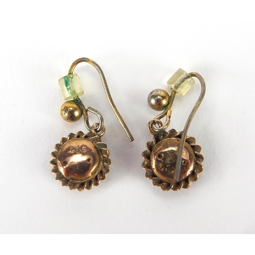 236 - Pair of antique style 9ct gold garnet earrings, 6mm in diameter, approximate weight 1.2g