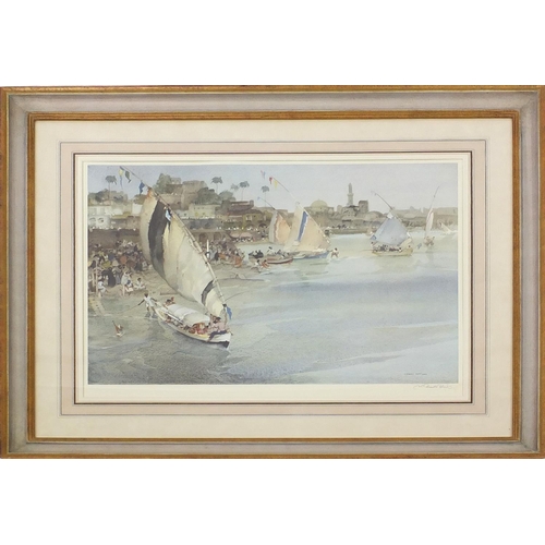 74 - Pencil signed William Russell Flint print, mounted and framed, 64cm x 50cm