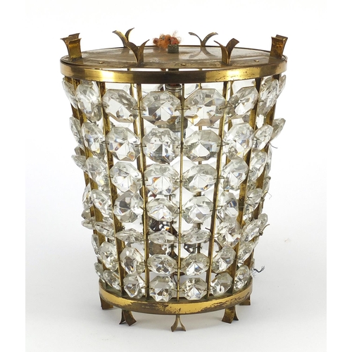 135 - Brass and crystal chandelier, 25cm high