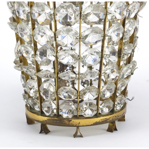 135 - Brass and crystal chandelier, 25cm high