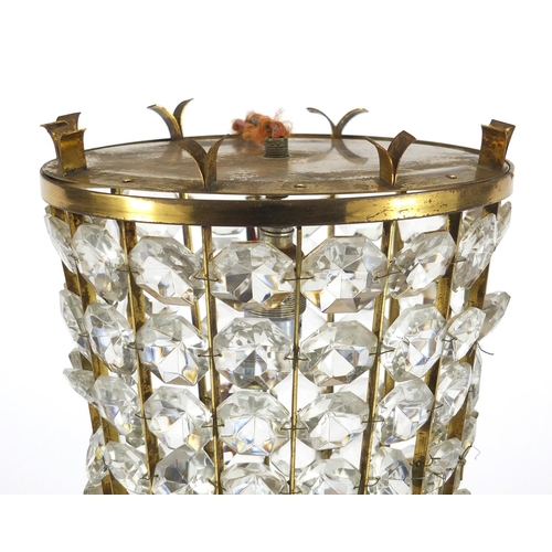 135 - Brass and crystal chandelier, 25cm high