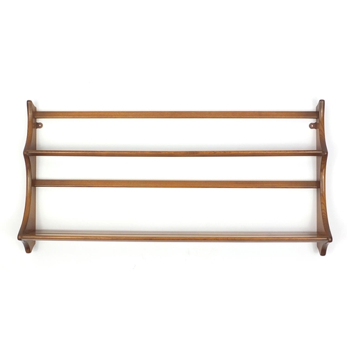 2051 - Ercol elm open plate rack, 97cm wide