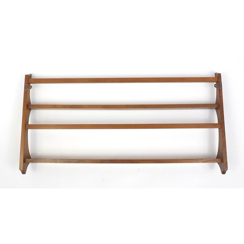 2051 - Ercol elm open plate rack, 97cm wide