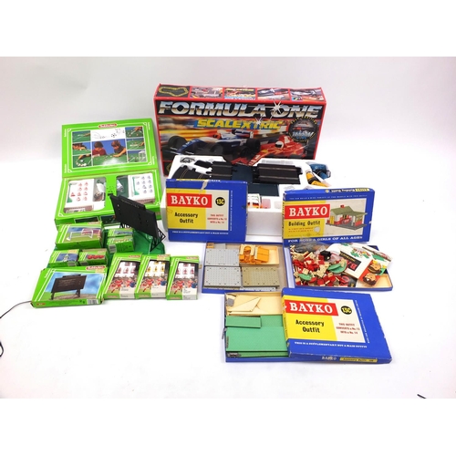 218 - Vintage toys including Subbuteo table top soccer, Scalextric and Bayko building blocks