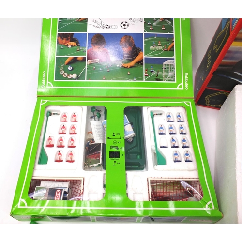 218 - Vintage toys including Subbuteo table top soccer, Scalextric and Bayko building blocks