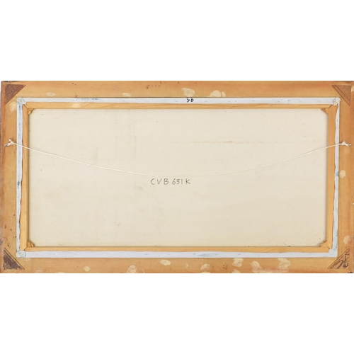 31 - Rough seas, oil onto canvas, bearing an indistinct signature, framed, 121cm x 61cm
